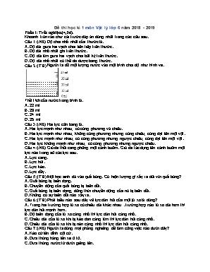 Đề thi học kì 1 môn Vật lý Lớp 6 - Năm 2018-2019 (Có đáp án)